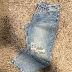 Old Navy Light Blue Distressed Straight Leg Jeans